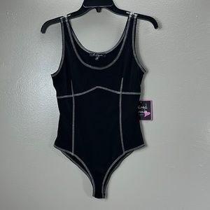 Mixed Threads black/ white ribbed bodysuit top women size M